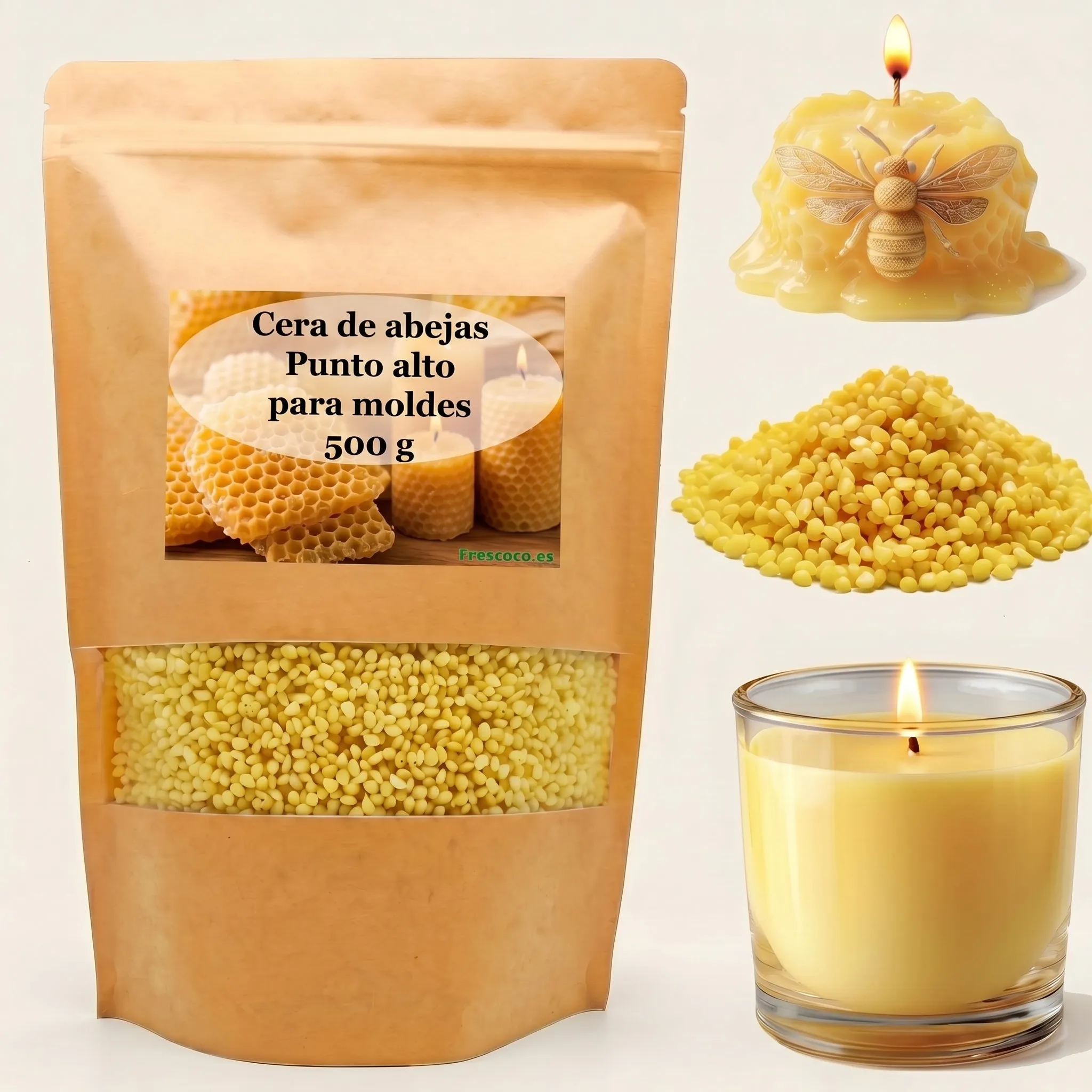 Cera de abeja amarilla en perlas